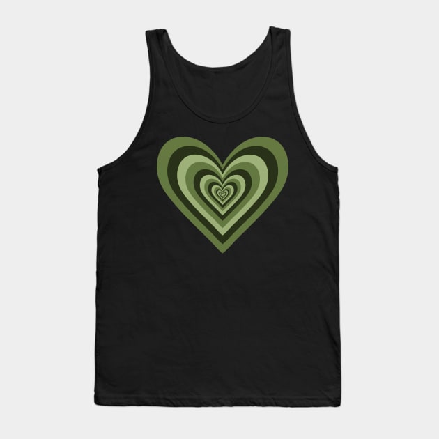 Olive Green Expanding Hearts Tank Top by Velvet Earth